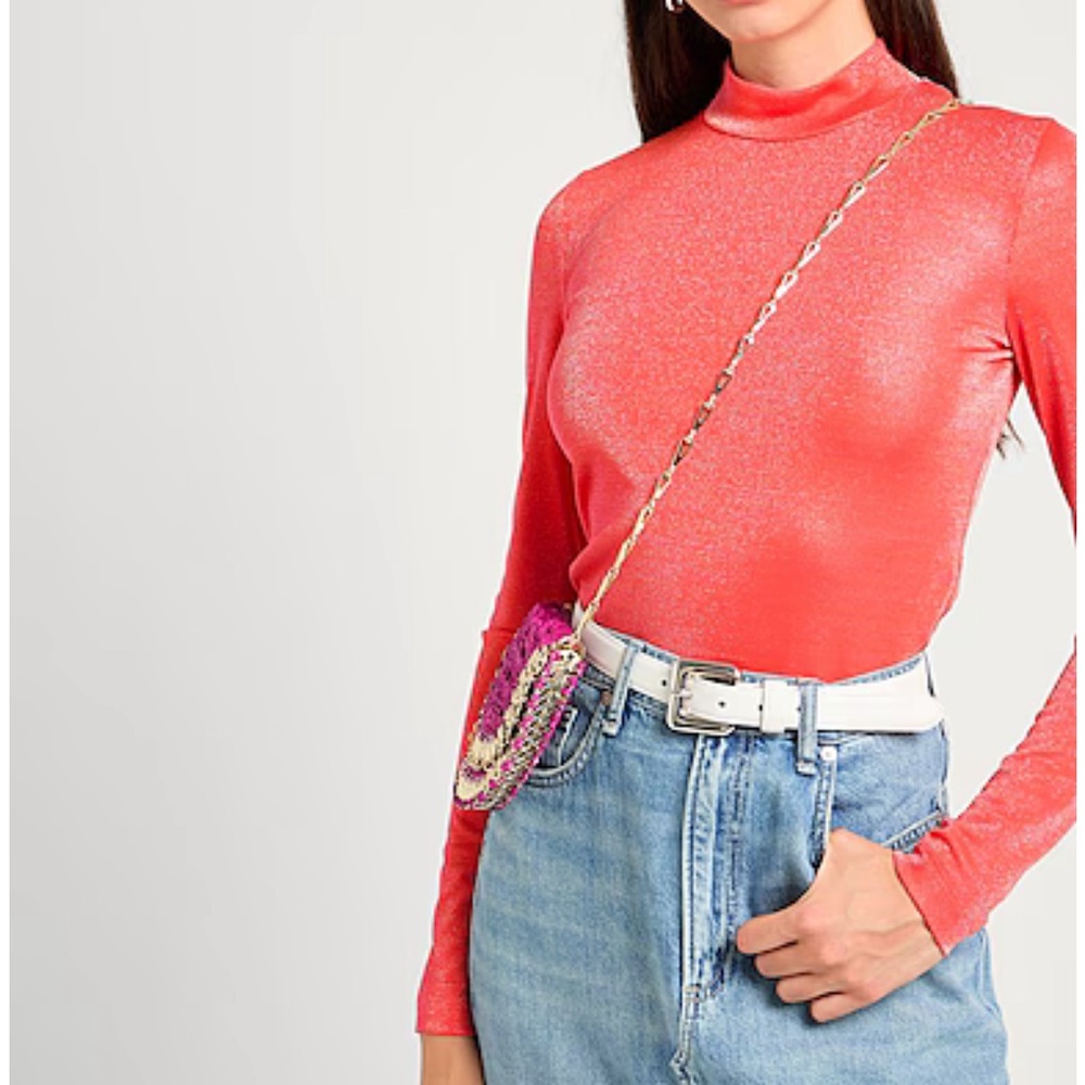 M Missoni Collection Long Sleeve Mock Neck Sparkly Top